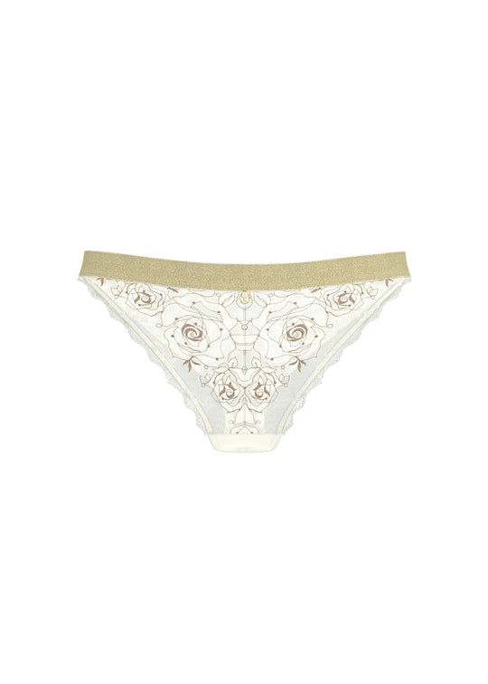 TANSY Embroidery Lace Gold Thread Tanga Panties