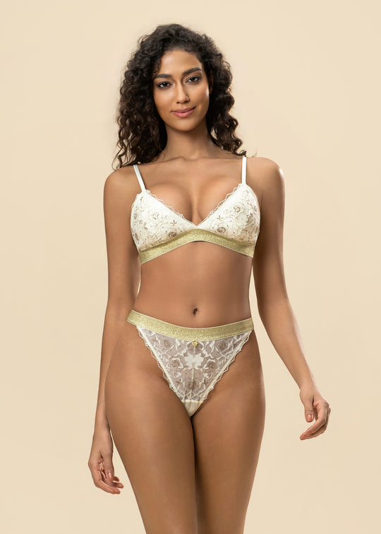 TANSY Embroidery Lace Wireless Lingerie Set