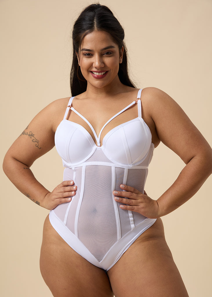 White Push-Up Bodysuit | Sexy Mesh Teddy | UCALingerie White Push-Up Bodysuit | Sexy Mesh Teddy | UCALingerie