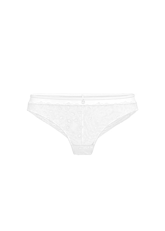 YARA White Floral Embroidery Lace Tanga Panties