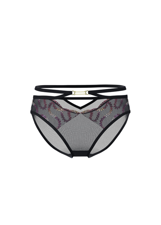 ZELDA Gold-Foil Embroidery Lace Brief Panties