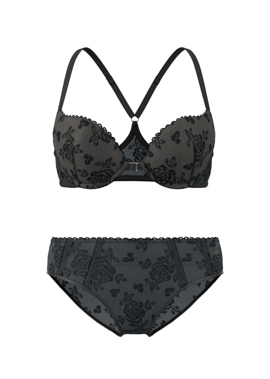ZORA Black Floral Lingerie Set