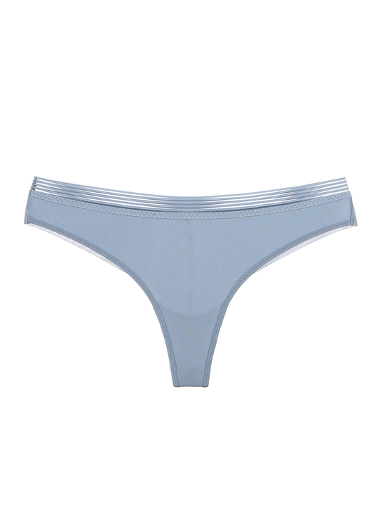 ADAH Blue Casual Cute Micro and Mesh Tanga Panties