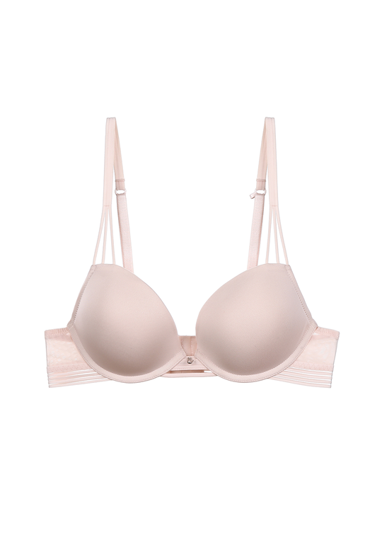 ADAH Pink Push-Up T-shirt Molded Demi Bra with Convertible Straps