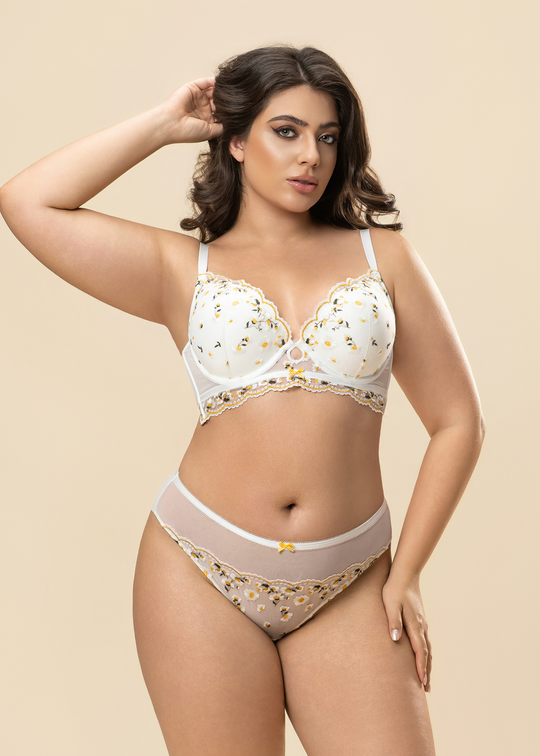 ADELE Plus Daisy Embroidery Lace Tanga Panties