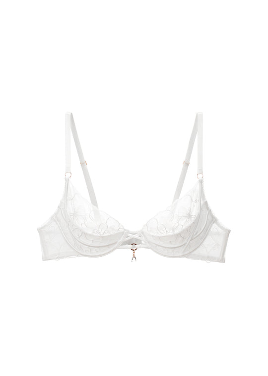 ANGELIA Floral Lace Underwired Unlined Half-Moon Soft Pads Demi Bra