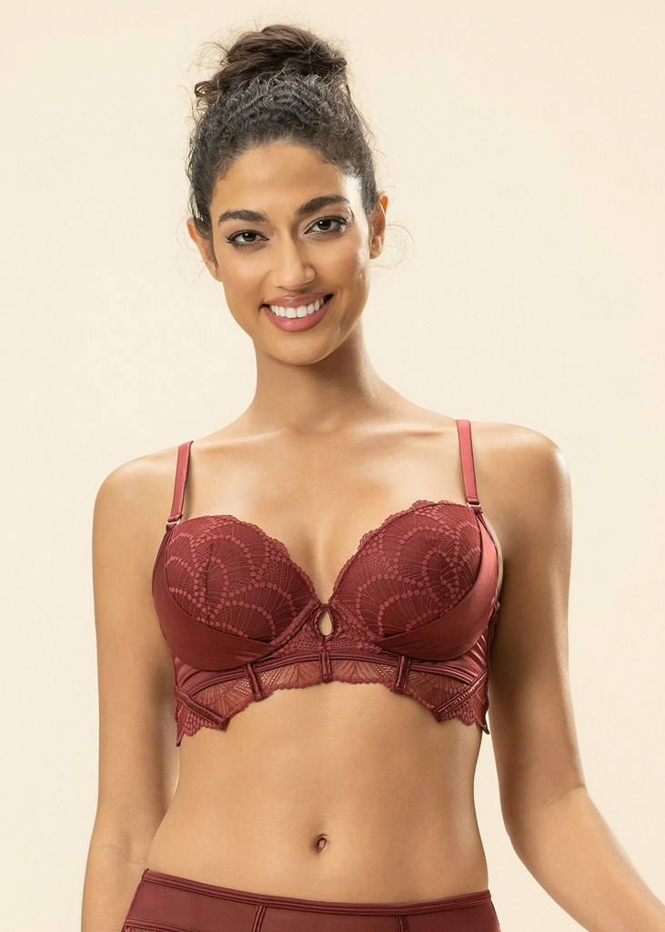 ANYA Bronte Red Lace Underwired Demi Long Bra