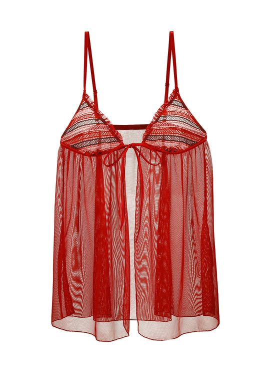 ASHLEY Sexy Red Mesh Nightdresses