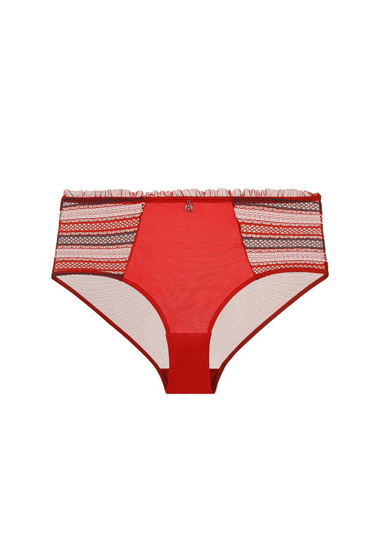 ASHLEY Plus Sexy Red Mesh Boyshort Panties