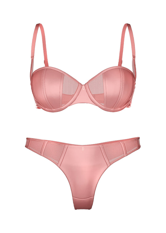 AVA Pink Glossy Lingerie Set