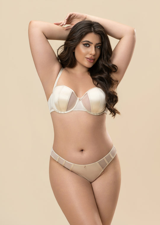 AVA Plus White Mesh Tanga Panties