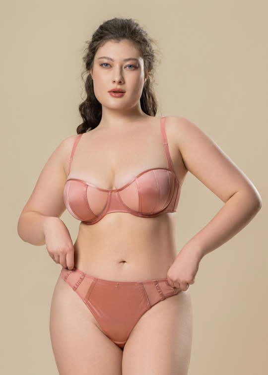 AVA Plus Sexy Pink Mesh Tanga Panties