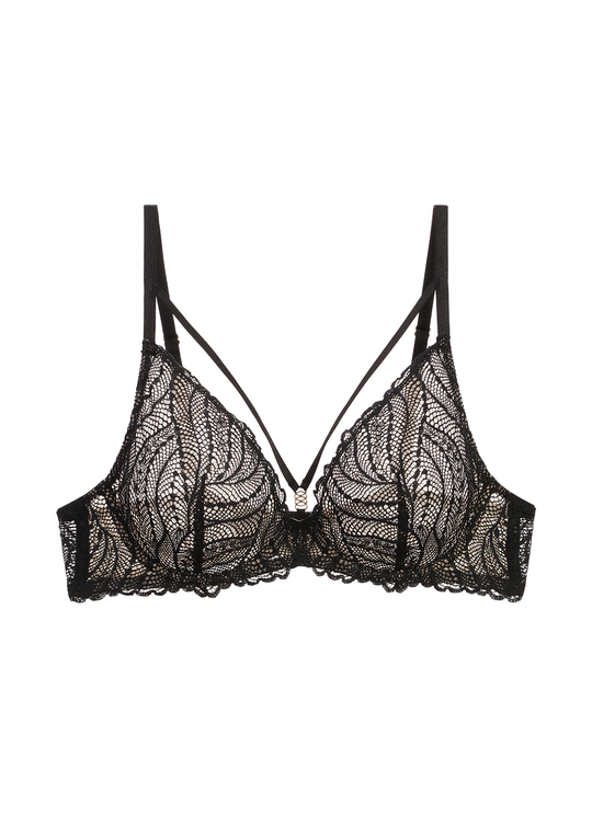 CHLOE Plus Black Underwired Unlined Lace Plunge Bra