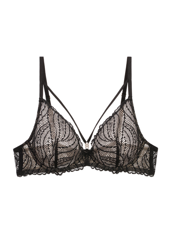 CHLOE Black Underwired Unlined Lace Plunge Bra