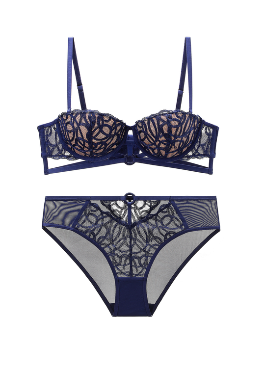 CLAIR Navy Blue Lace Lingerie Set