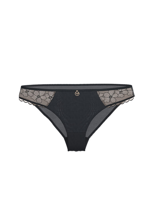 CLARIBEL Sexy Black Embroidery Lace Brief Panties