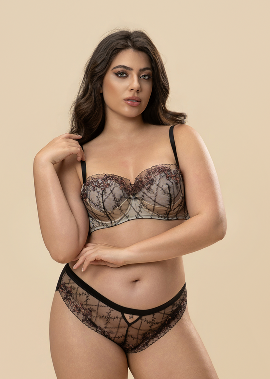 CYNTHIA Plus Leopard Embroidery Lace Unlined Bra