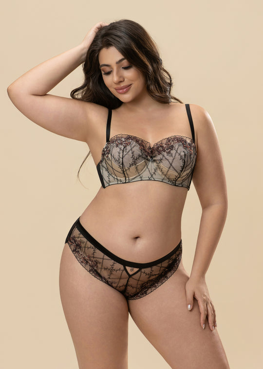 CYNTHIA Plus Leopard Embroidery Lace Unlined Bra