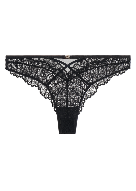 DAHLIA Black Lace Tanga Panties