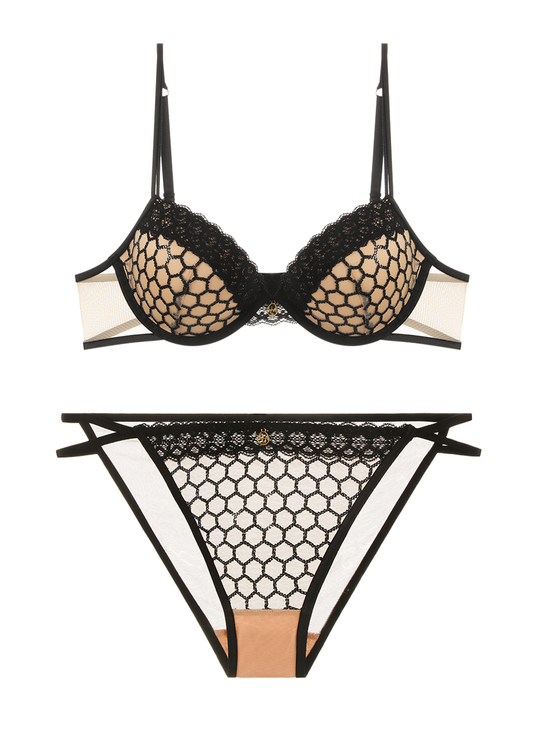 DAPHNE Plus Sparkling Nude Lace Lingerie Set