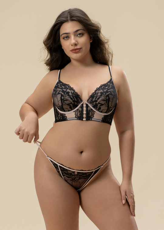 ELSA Plus Black Floral Lace Hipsters