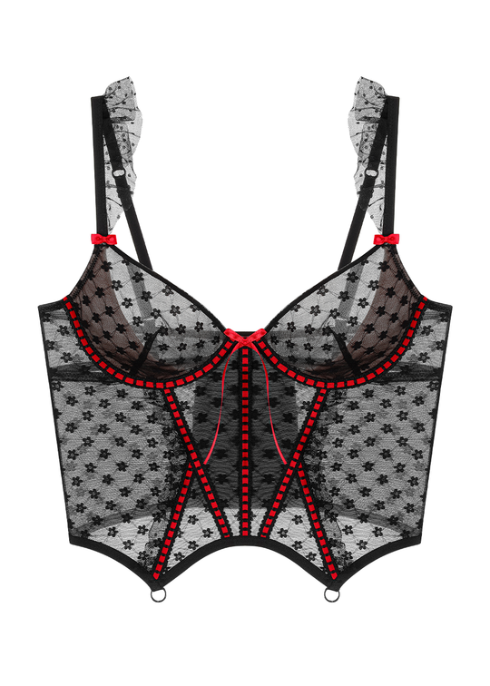EMILY Underwired Unlined Mesh Half-Moon Soft Pads Demi Corset Top
