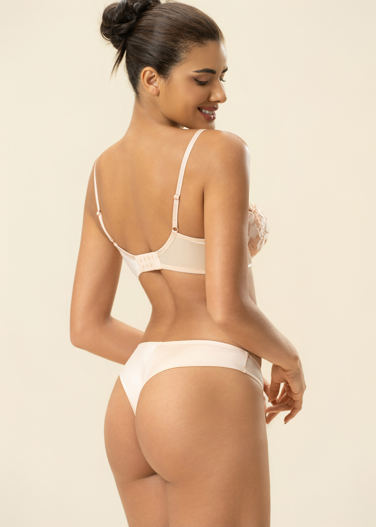 ESME Nude Pink Floral Lace Tanga Panties