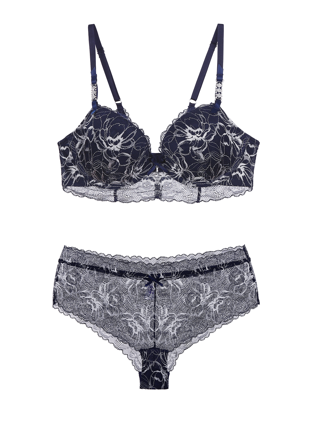 Sexy Floral Lace Lingerie Set | Plunge Bra & Boyshort | UCALingerie