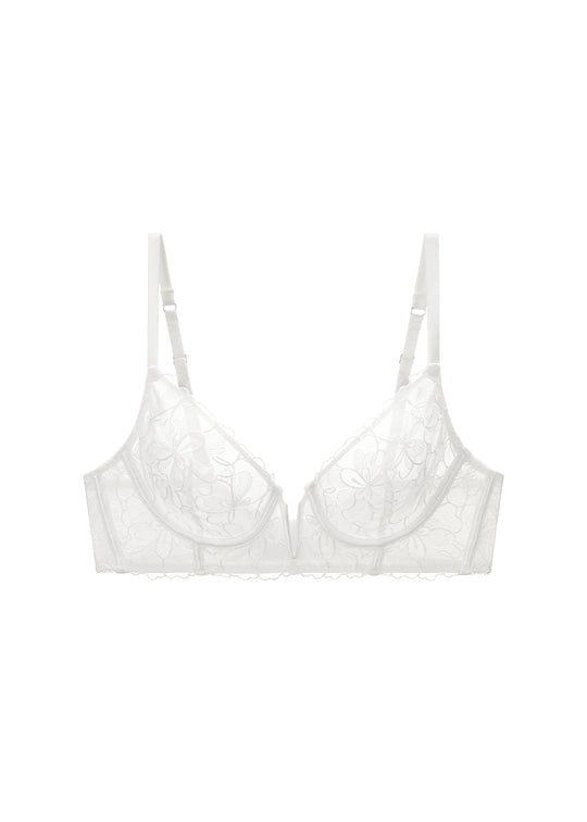 FREDERICA Plus Seductive Floral Lace Underwired Unlined Plunge Long Bra