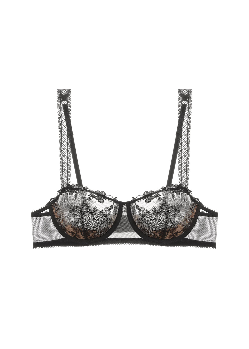 Eleanor Black Strappy Embroidery Balconette Bra main image 1