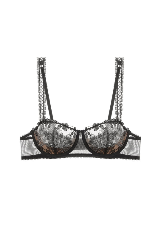 GEMMA Plus Embroidery Lace Unlined Balconette Demi Bra With Half-Moon Pads