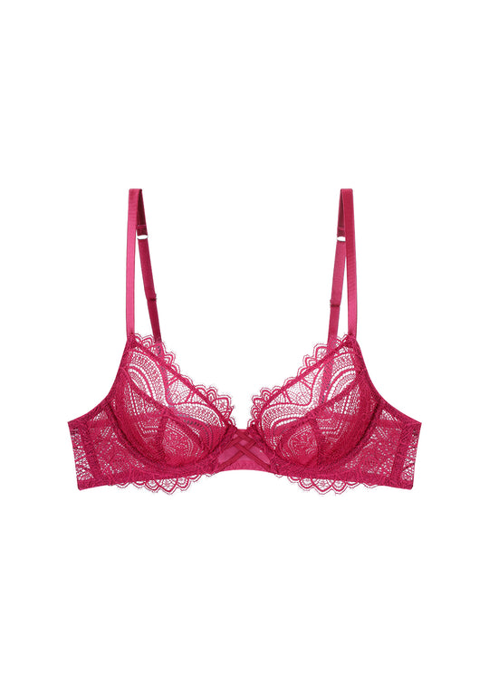 GLORIA Plus Sexy Plum Lace Underwired Unlined Demi Bra