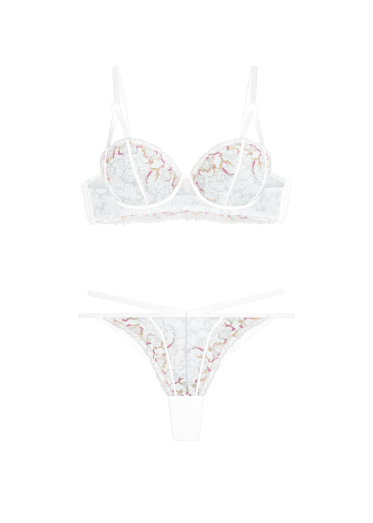 GLYNIS White Embroidery Lace Lingerie Set