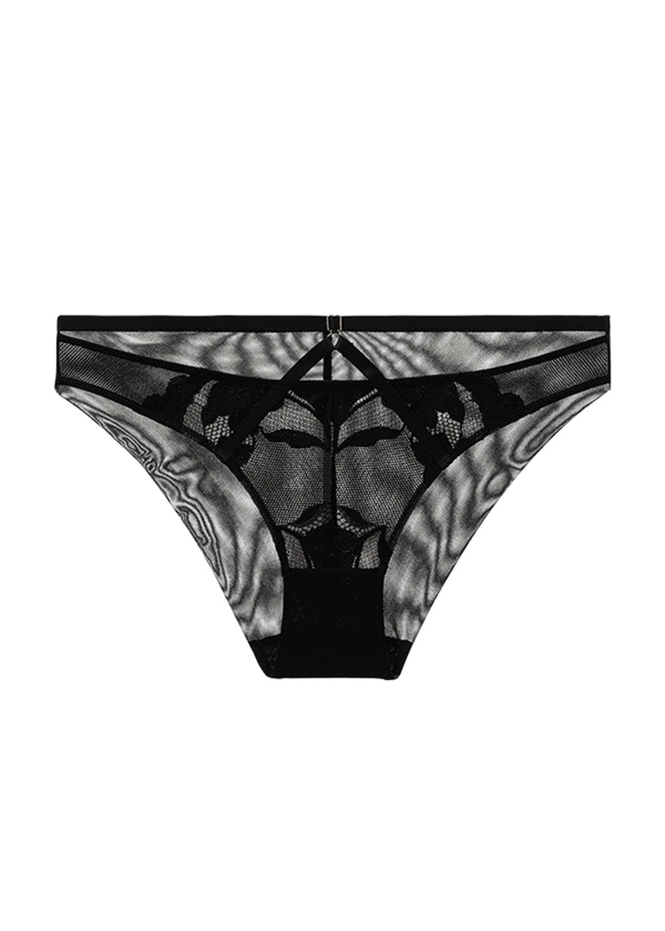 HEBE Sexy Black Lace Brief Panties