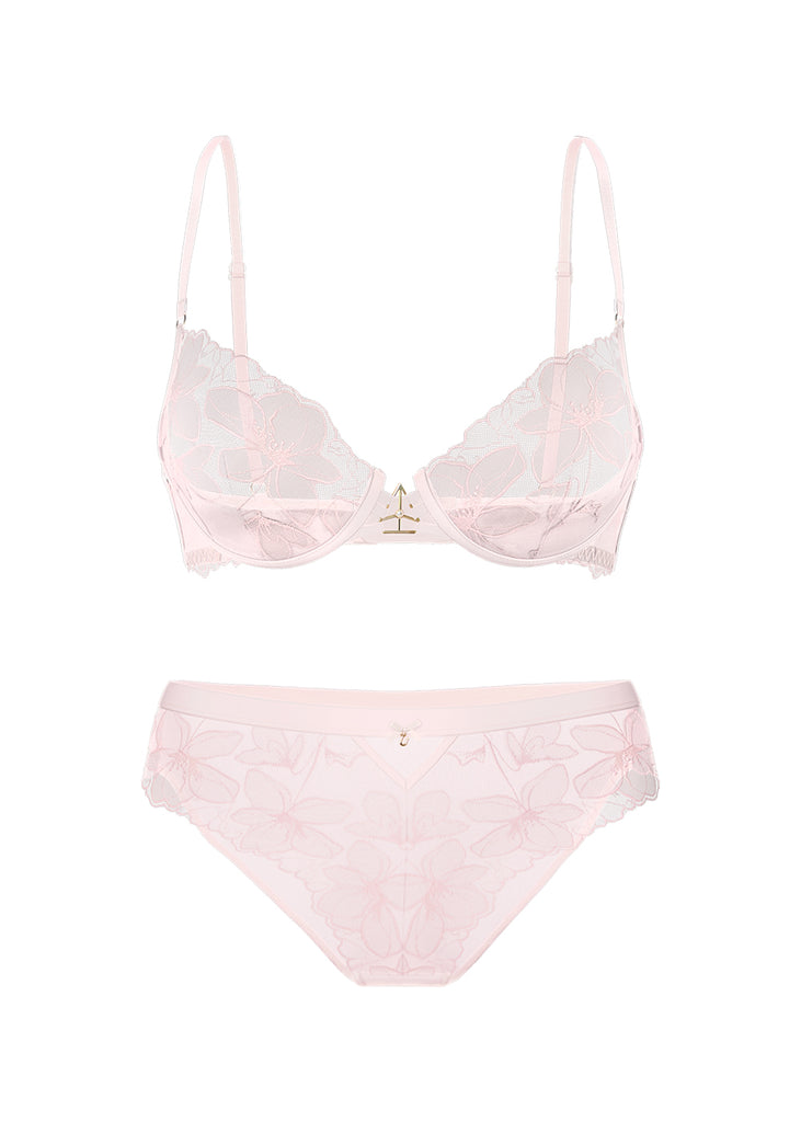 HELGA Pink Floral Lace Lingerie Set