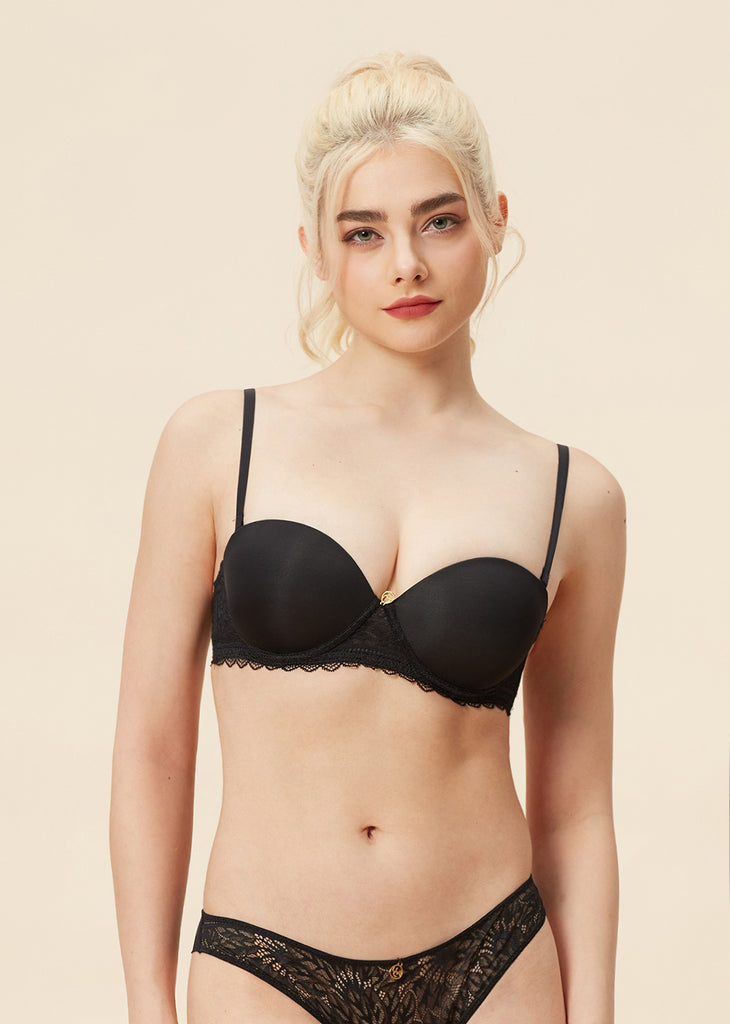  Lingesxy Strapless Push Up Balconette Convertible Lace