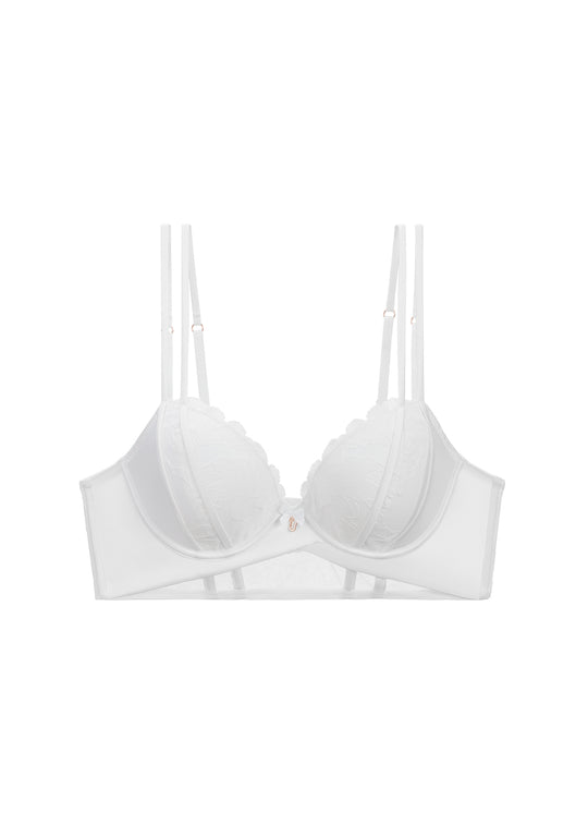 JEAN Plus Underwired White Lace Long Bra