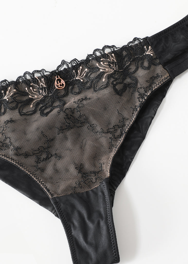 JESSA Sexy Black Lace Tanga Panties