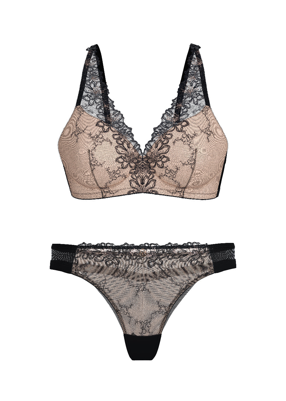 YUREINE Black Scalloped Lace Lingerie Set main image 0