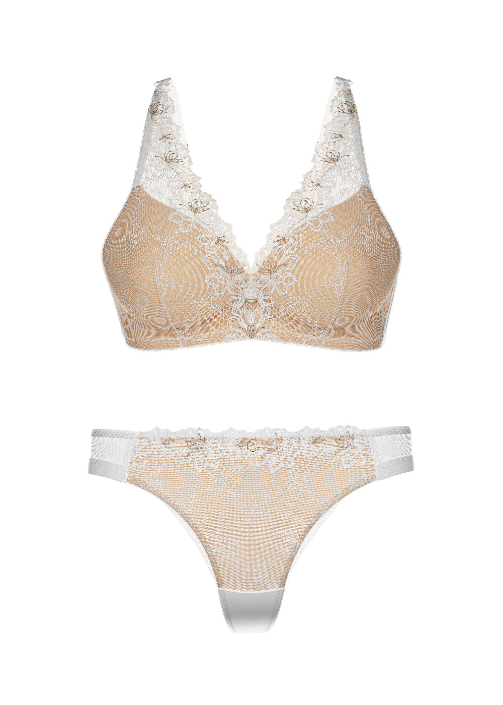 【Buy2Get1Free】Pearl Lace Lingerie Set – Sheer Ruffle Bra & Panty Set in Black, Wine Red & White main image 1