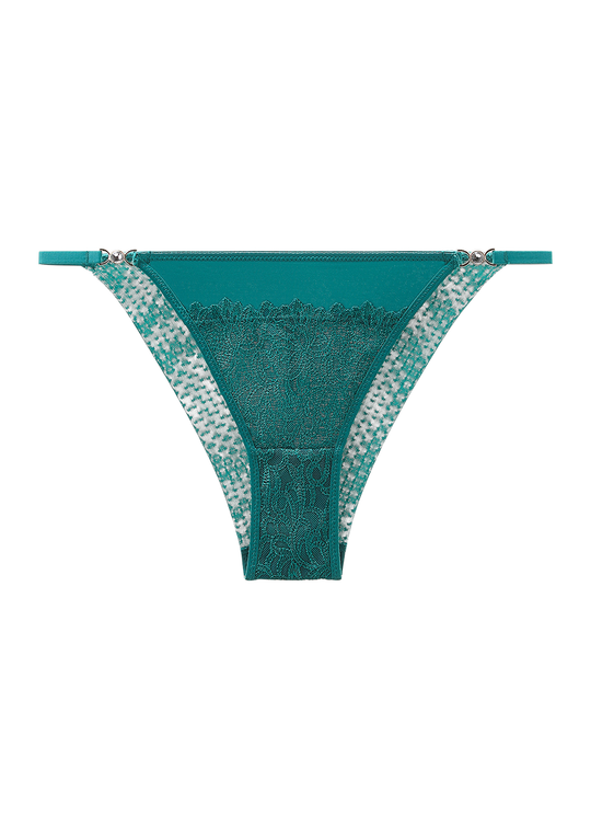 JESSICA Plus Sexy Green Lace Tanga Panties with Diamond Accents