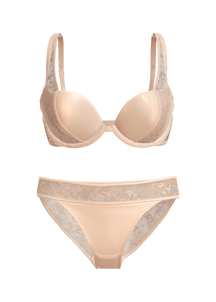 JOLIN Nude Floral Lace Lingerie Set