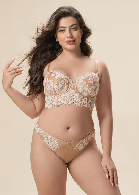 JULIA Plus Sexy Nude Lace Tangas Panties