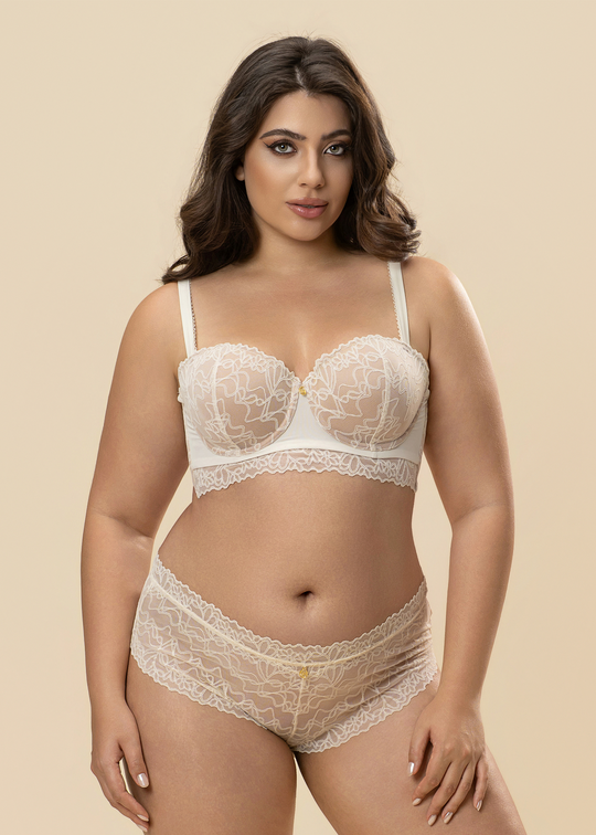 KERENSA Plus Off White Lace Boyshort Panties