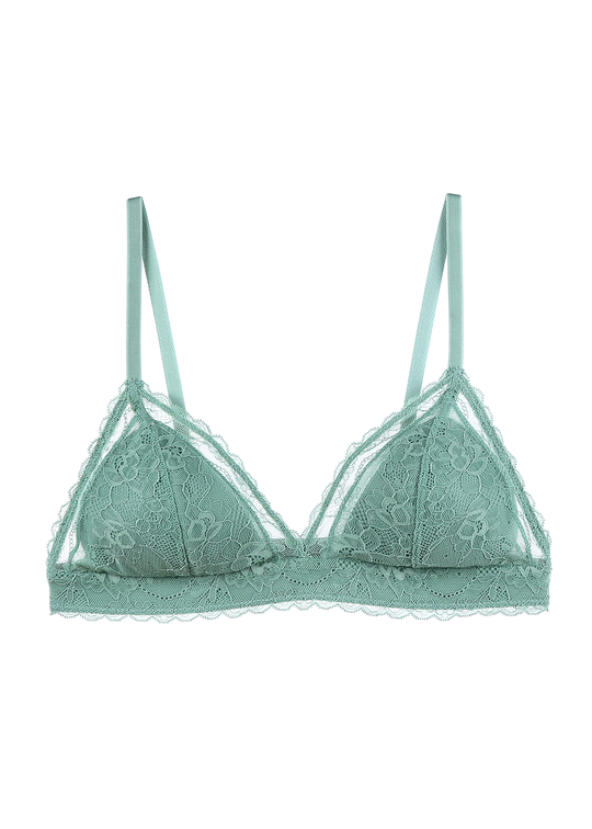 LILY Comfort Triangle Wireless Recycled Lace Bralette Demi Bra