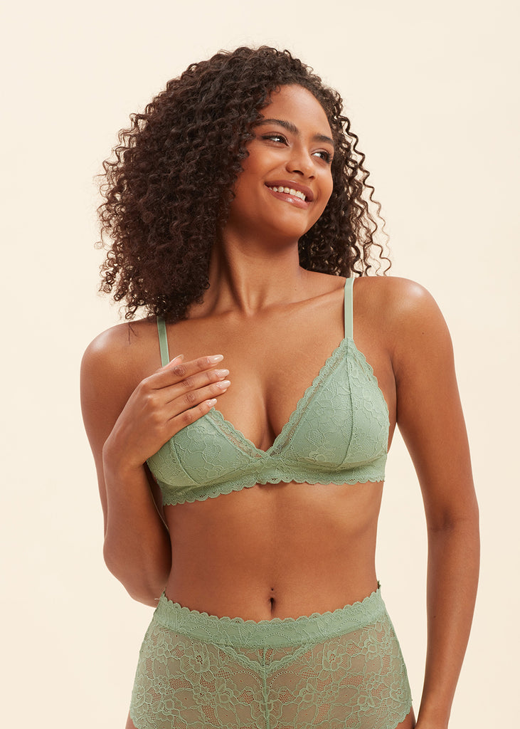 Comfort Triangle Wireless Bra, Sexy Recycled Lace Bralette