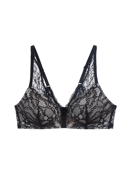 LISA Plus Sexy Recycled Lace Wireless Black Bra