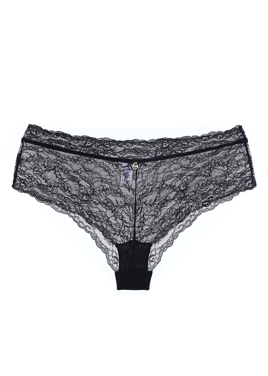 LISA Plus Sexy Floral Recycled Lace Black Boyshort Panties
