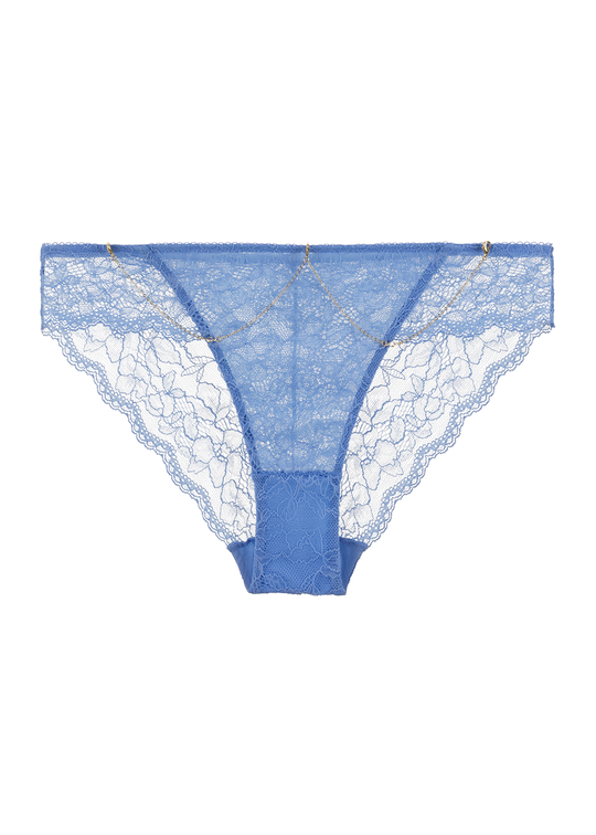 LYDIA Sexy Recycled Blue Lace Hipster Panties with Detachable Metal Chains