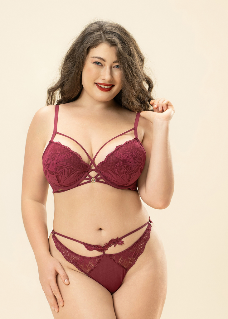 LYRA Plus Sexy Red Lace Push-Up Underwire Demi Bra